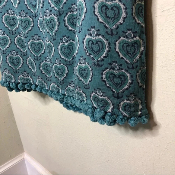 Roller Rabbit Soft Turquoise Green Dress with Pom Tassel Bottom Edge Size Medium - Picture 3 of 8